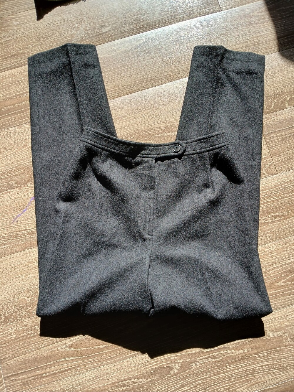 Vtg Evan Picone Black High-Waist Tailored Trousers 100% Wool Union-Made Lined